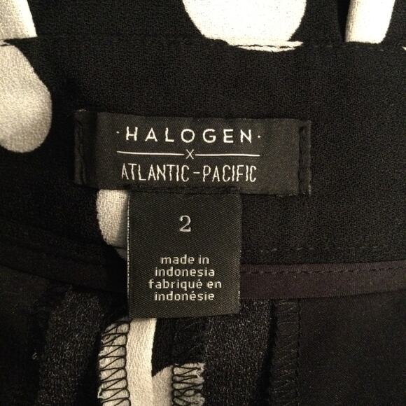 Halogen x Atlantic-Pacific Wide Leg Black Polka Dot Paper Bag Pants High Rise 2 - Picture 7 of 8